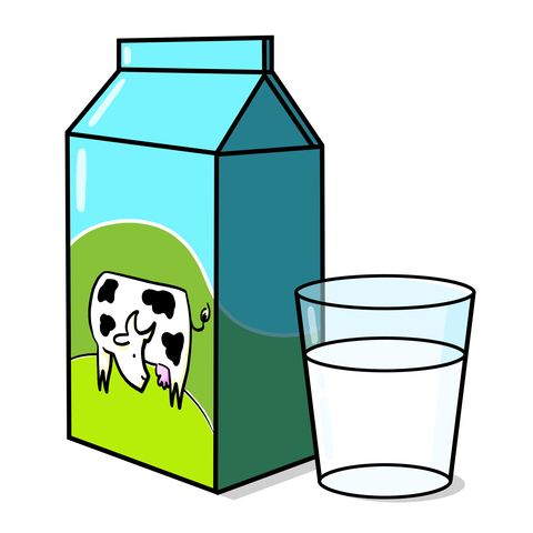 milk carton and glass with milk