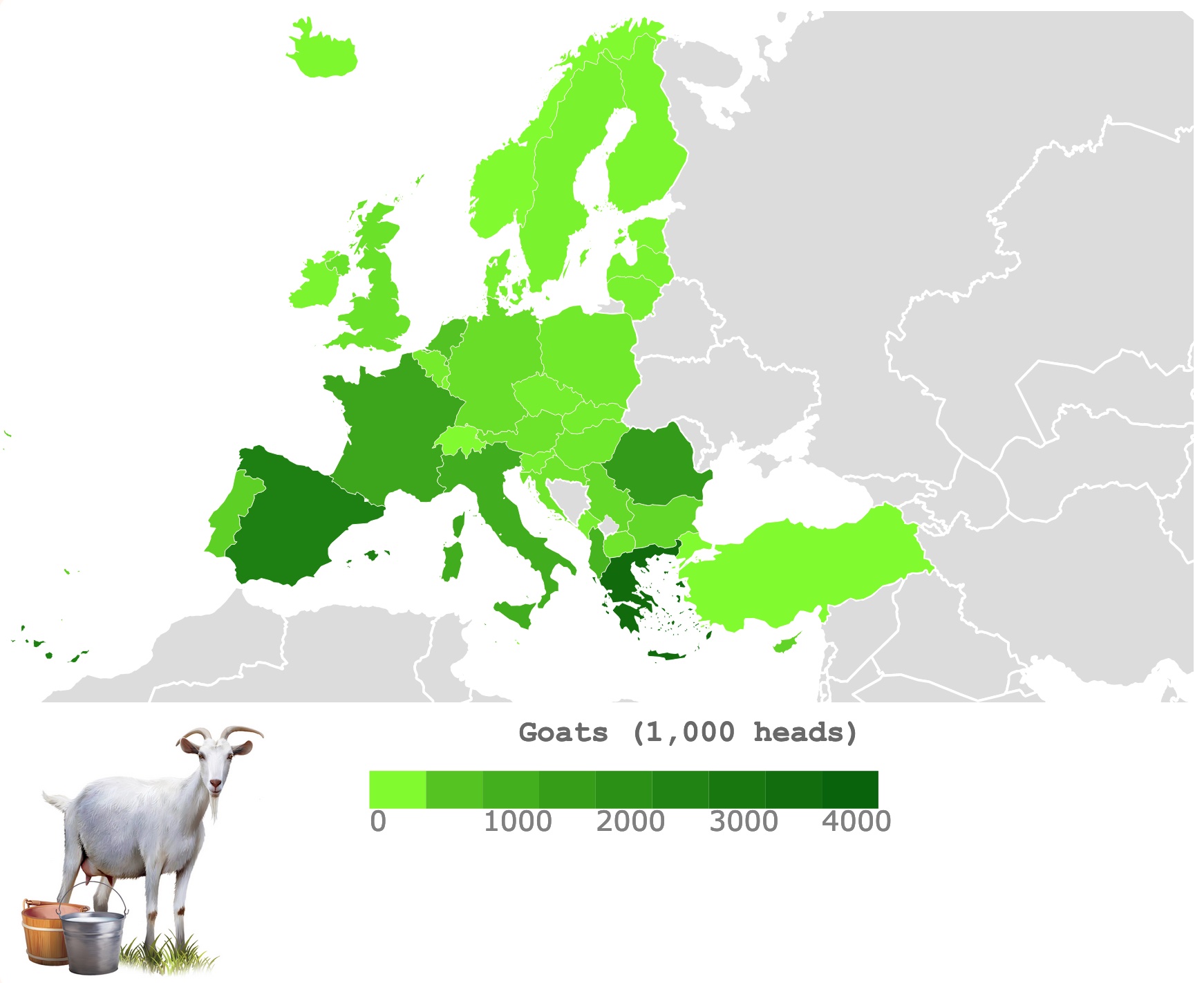 Map of goats in Europe