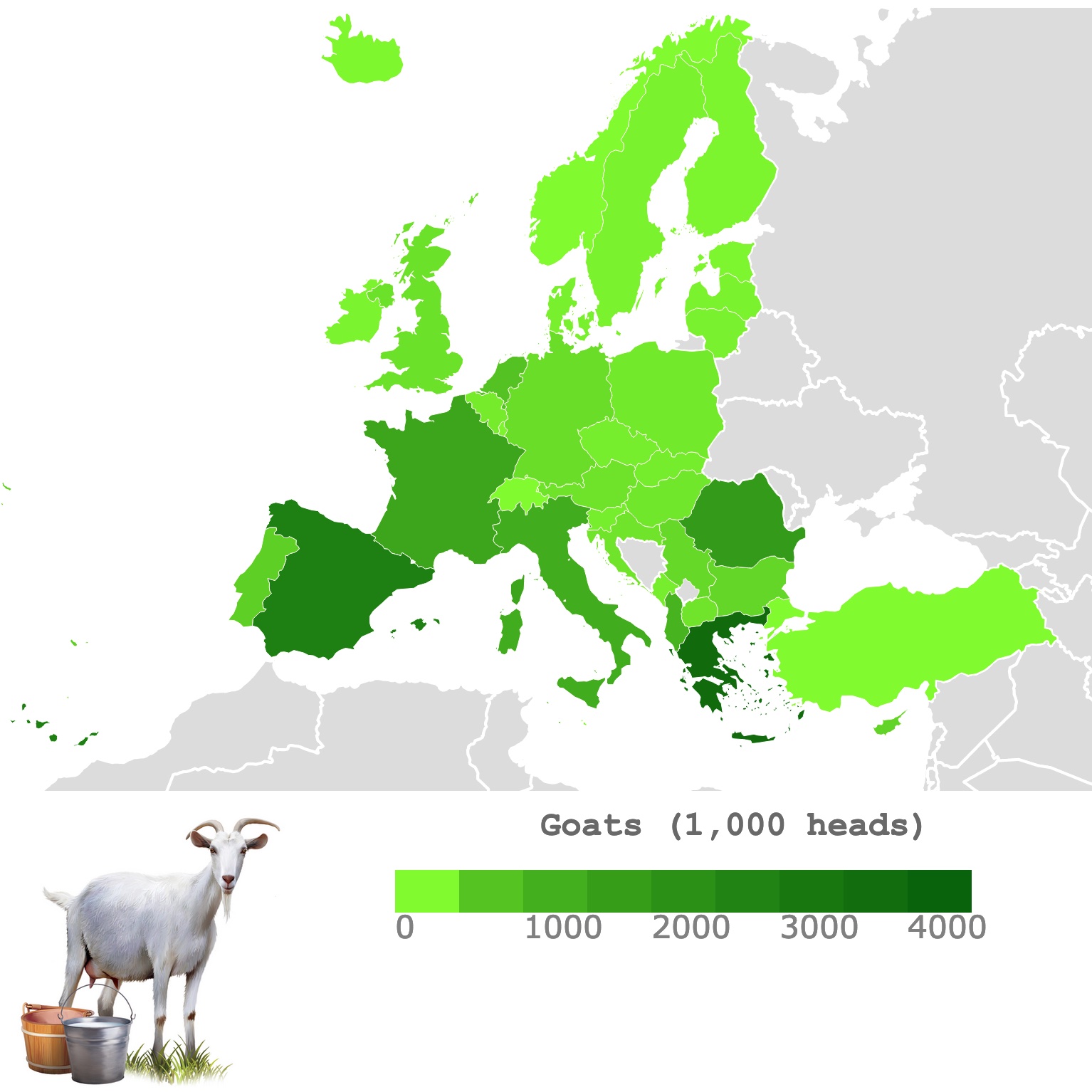 Map of Goat Production in Europe