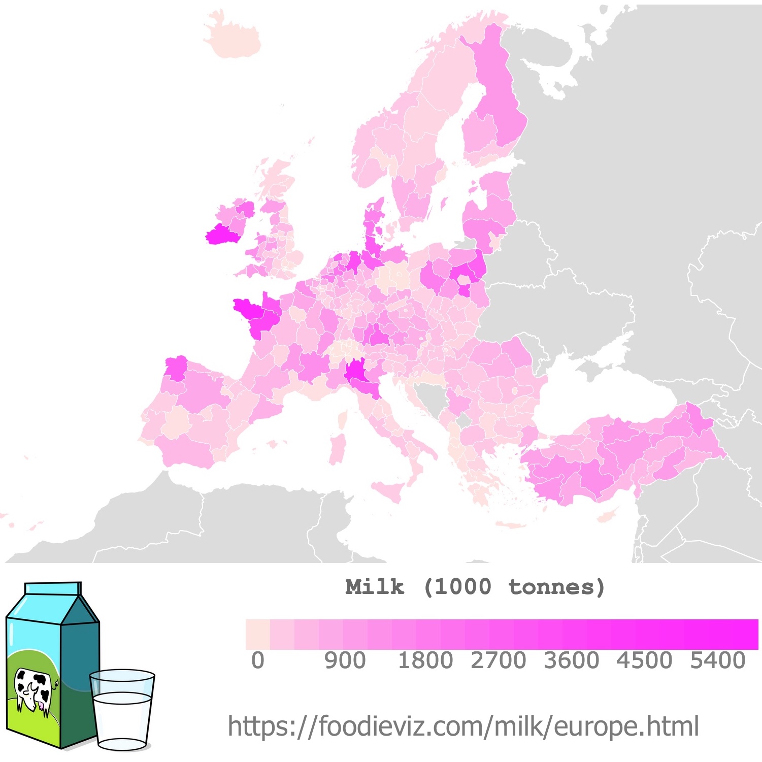 Map of Dairy Farm Density in Europe